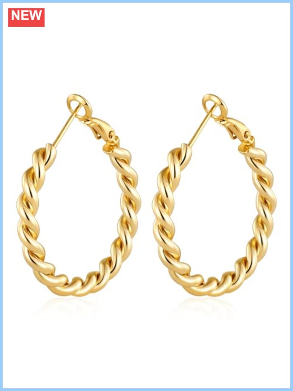 Chunky Gold Hoop Earrings Women Hypoallergenic 14K Gold Plated Brass